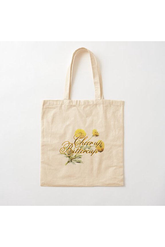 Cheer Up Buttercup Canvas Tote Bags, Reusable Shopping Bag