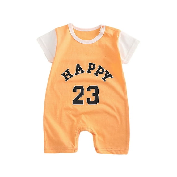 CheerKidz 1-12M Baby Boys Girls Crawling Clothes Cotton Summer Thin Short-sleeved Jumpsuit for Toddler,Perfect for Comfort and Mobility(Orange#5,4-6 Months)