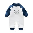 thumbnail image 1 of CheerKidz Baby Bear Fleece Warm Jumpsuit Newborn Infant Romper Long Sleeve Outfit Home Casual Playwear Soft Comfy Crawling Clothes for Boys and Girls(Blue#2,0-6 Months), 1 of 3