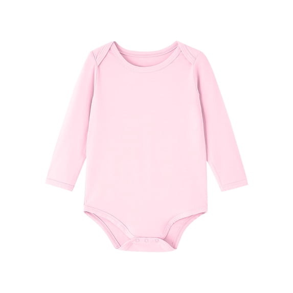 CheerKidz Baby Boys Girls Long Sleeve Romper 1 Piece Bodysuit Soft Round Neck Cute Solid Shorts Rompers Bodysuit Playwear Casual Outfit(Pink,12-18 Months)