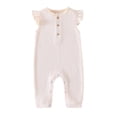 thumbnail image 1 of CheerKidz Baby Boys and Girls Romper Sleeveless Jumpsuit Solid Color Short Sleeve Outfit for Toddler Comfortable Breathable Summer Casual Wear(Beige,0-3 Months), 1 of 6