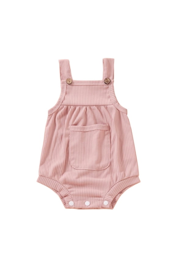 Baby Boys and Girls Sleeveless Jumpsuit Romper Summer Outfit Infant Cotton Playwear Toddler 1 Piece Shorts Casual Wear Newborn Bodysuit(Pink,0-3 Months)