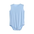 thumbnail image 1 of CheerKidz Baby Boys and Girls Sleeveless Romper Jumpsuit Solid Color Round Neck Bodysuit for Infants 0 to 4 Years Breathable Summer 1 Piece Outfit(Light Blue,3-6 Months), 1 of 5