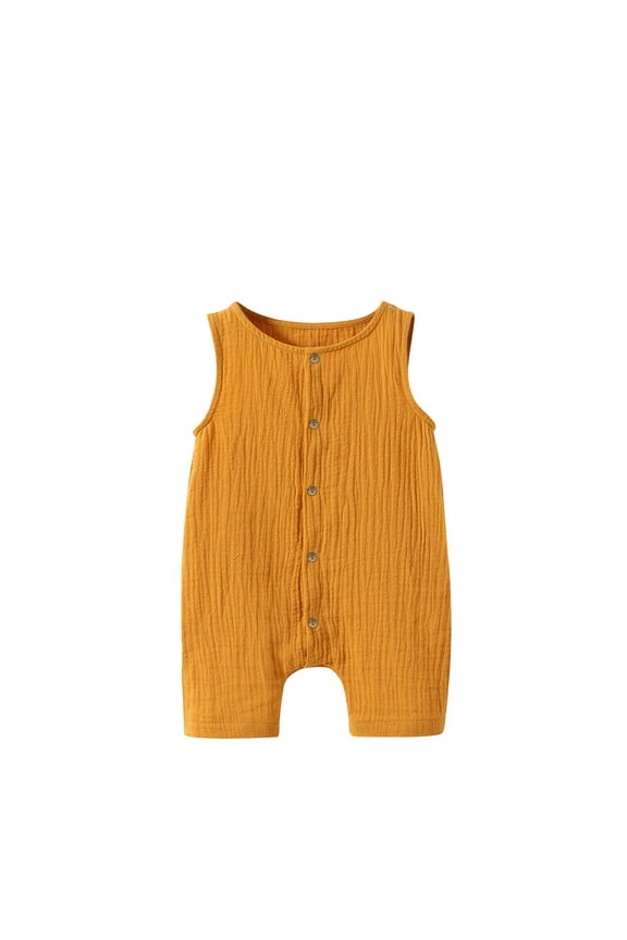 Baby Boys Girls Spring Short Sleeve Romper Bodysuit Soft Breathable Cotton Crawling Outfit Comfortable Playwear Newborn Infant Clothes(Orange,8-10 Months)