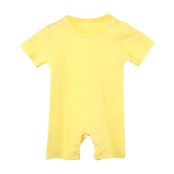 CheerKidz Baby Boys Girls Summer Short Sleeve Romper Solid Color 1 Piece Outfit Soft Breathable Comfortable Playwear Infant Toddler Clothes(Yellow,6-9 Months)