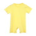 thumbnail image 1 of CheerKidz Baby Boys Girls Summer Short Sleeve Romper Solid Color 1 Piece Outfit Soft Breathable Comfortable Playwear Infant Toddler Clothes(Yellow,9-12 Months), 1 of 5