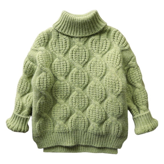 CheerKidz Baby Boys Girls Warm Knit Sweater Pullover Long Sleeve Soft Turtleneck High Neck Solid Color Pullover Tops Unisex Children Autumn Winter Sweaters(Green,9 Years)