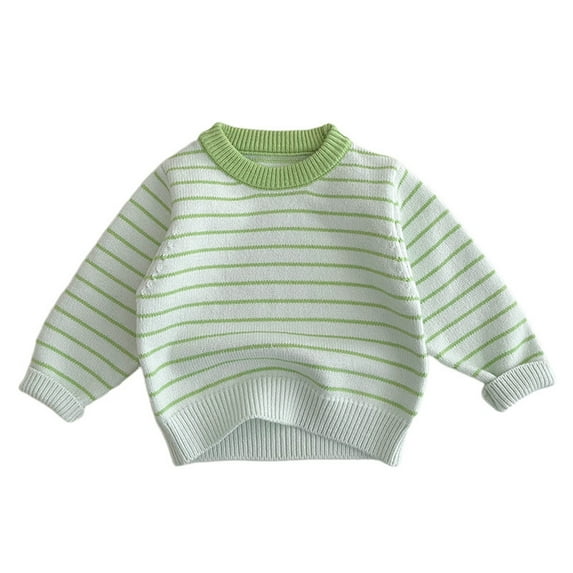 CheerKidz Baby Girls and Boys Long Sleeve Pullover Sweaters Cable Chunky Warm Tops Kids Ribbed Knit Crew Neck Jumper Tops Solid Drop Shoulder Cute Casual Shirts(Green#2,6-9 Months)