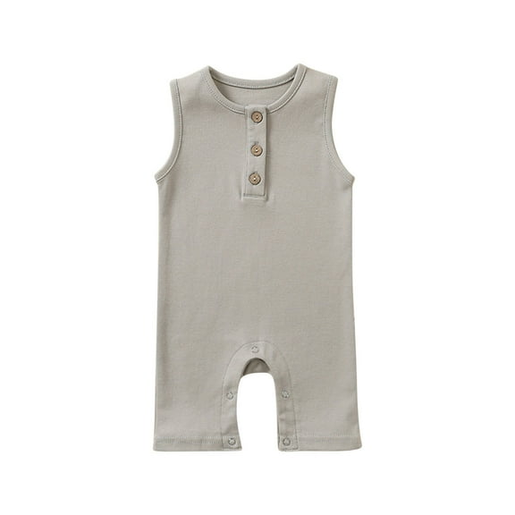CheerKidz Baby Girls Boys Sleeveless Solid Color Romper - T-Shirt Jumpsuit for Toddlers,Perfect for Casual Play and Outdoor Activities 0-24 Months(Gray,3-6 Months)