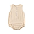 thumbnail image 1 of CheerKidz Baby Girls Boys Summer Romper Short Sleeve Round Neck Casual Outfit Soft Breathable Playwear Infant Toddler Jumpsuit(Beige#1,24-36 Months), 1 of 7