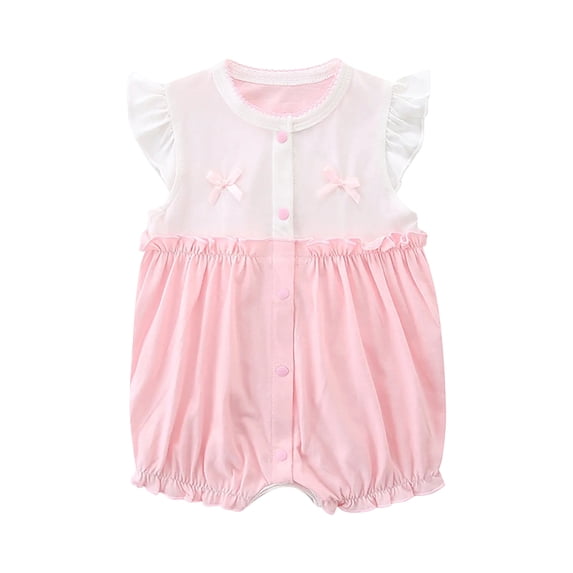 CheerKidz Baby Girls Summer Sleeveless Romper Solid Color Shorts Outfit Breathable Comfortable Playwear Infant Crawling Clothes 0 to 24 Months(Pink,12-18 Months)