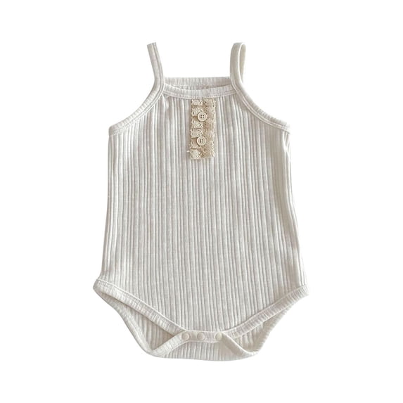 CheerKidz Baby Sleeveless Camisole Jumpsuit Infant Summer Solid Color Romper Breathable 1 Piece Solid Color Outfit for Newborn Toddler Playwear(White,0-3 Months)