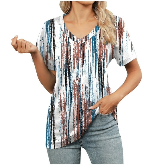 CheerKidz Boho Fashion Tops Women's Embroidered 3/4 Sleeve Round Neck Blouse Spring Clothes ,Casual and Vacation Wear(Multicolor#1,XL)