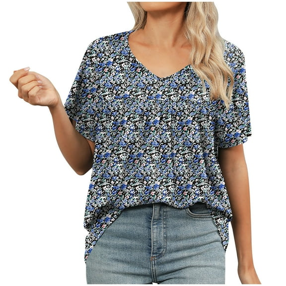 CheerKidz Boho Fashion Tops Women's Embroidered 3/4 Sleeve Round Neck Blouse Spring Clothes ,Casual and Vacation Wear(Multicolor#3,M)