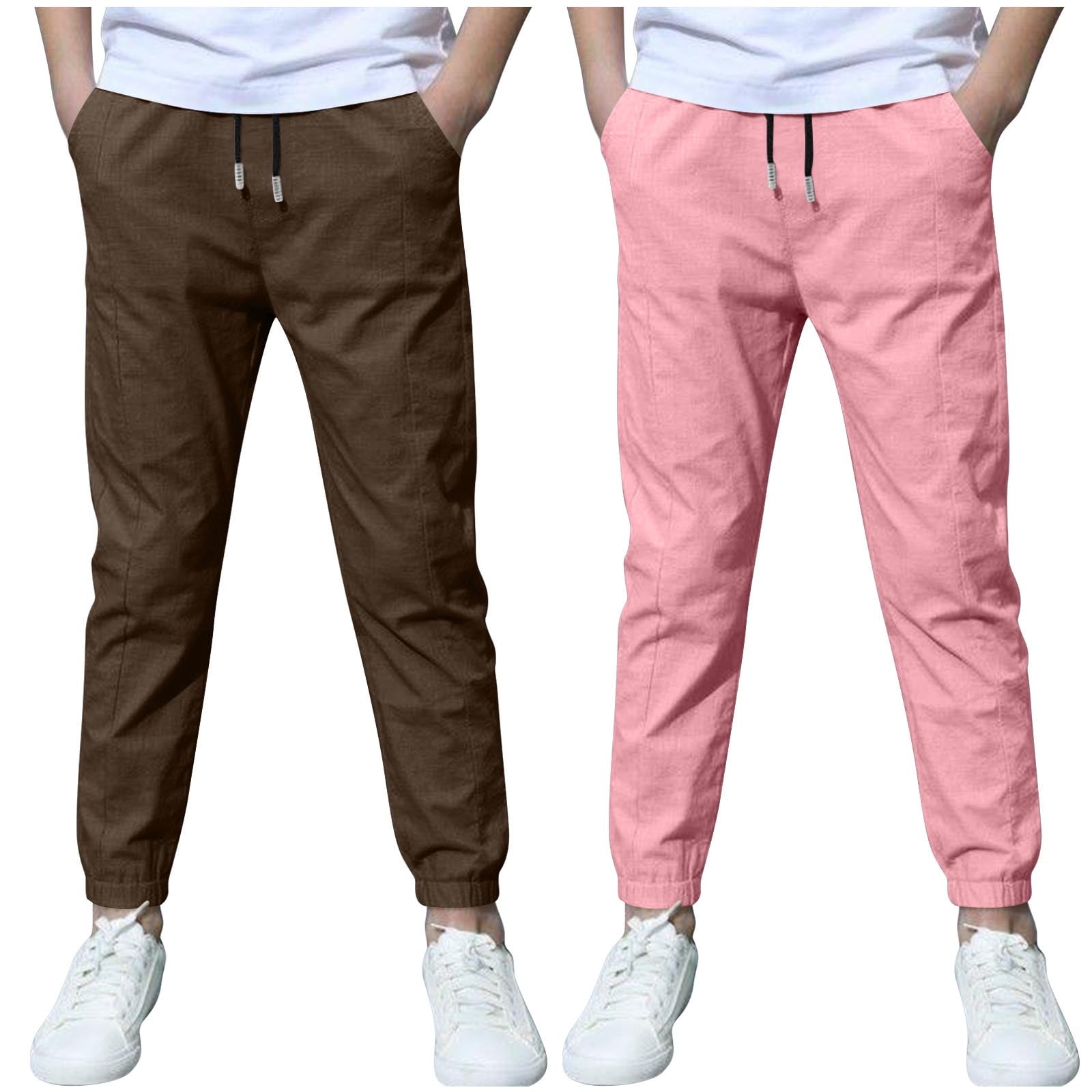 2pc boys ivory/ sand checkered pants set