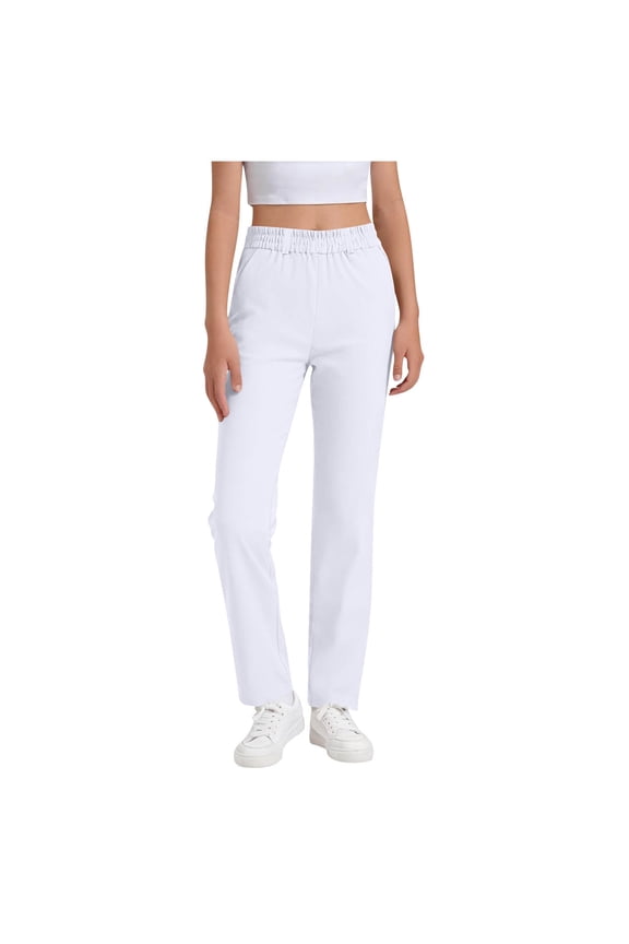 Boys Girls Elastic Waist Wide Leg Pants Straight Leg Casual Trousers Childrens Long Pants Corduroy Textured Comfortable Daily Wear Versatile Outerwear for Kids(White,7-8 Years)