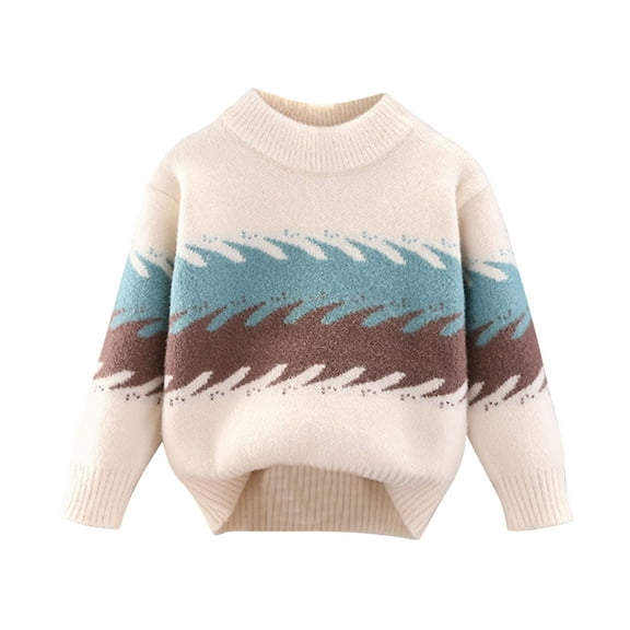 CheerKidz Boys and Girls' Loose Knit Sweaters Kids Round Neck Long Sleeve Slouchy Warm Cute Fashion Pullover Tops Half High Neck 2-11 Years(Blue,10 Years)