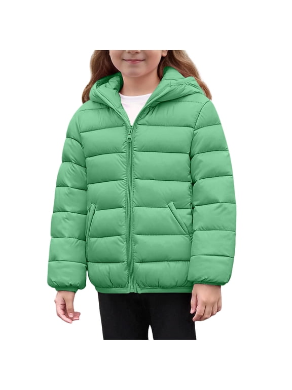 Children Down Jackets Lightweight Winter Coat for Boys Girls Kids Outerwear Warm Hooded Jacket for Cold Weather Daily Casual Wear Holiday Party(Green,10-12 Years)