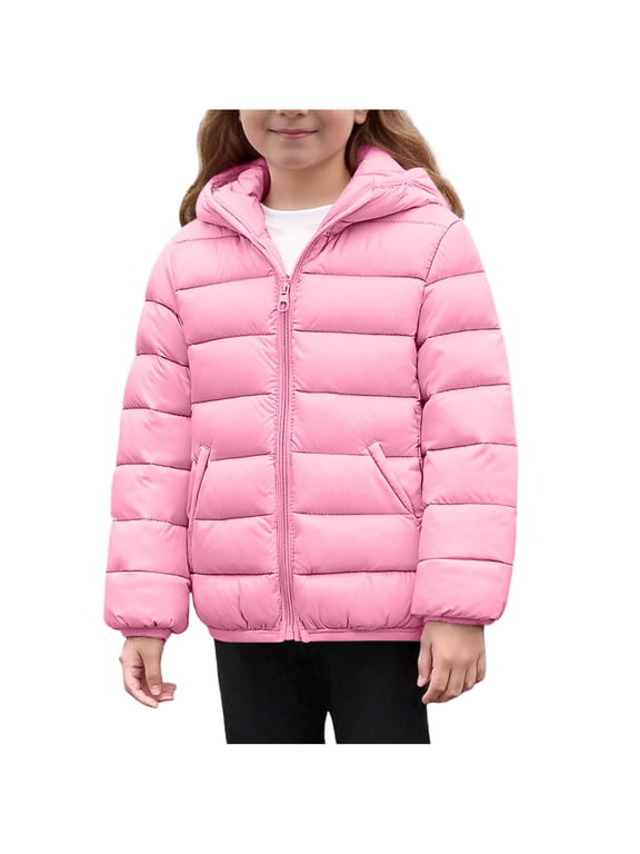 Children Down Jackets Lightweight Winter Coat for Boys Girls Kids Outerwear Warm Hooded Jacket for Cold Weather Daily Casual Wear Holiday Party(Pink,8-10 Years)