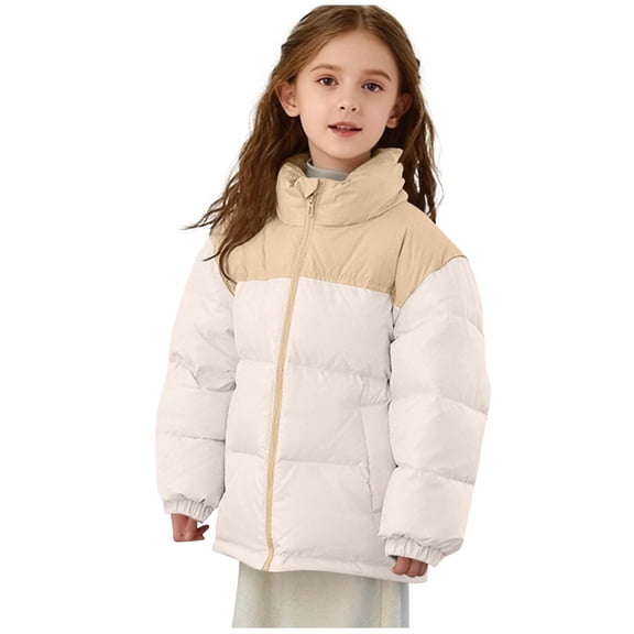 CheerKidz Childrens Solid Color Hooded Jacket Long Sleeve Winter Thick Cozy Warm Outerwear for Kids Boys Girls Casual Playwear Fall Winter Outdoor Activities(White#2,4-5 Years)