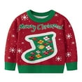 thumbnail image 1 of CheerKidz Christmas Boys and Girls Crewneck Sweaters Casual Long Sleeve Drop Shoulder Pullover Sweaters Unisex Kids Fall Oversized Cable Knit Tops(Red#3,3 Years), 1 of 6
