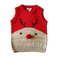 thumbnail image 1 of CheerKidz Christmas Knitted Vests for Kids Boys Girls Cute Print V Neck Sweater Vest Sleeveless Crop Tops 3-9 Years Pullover Knitwear School Clothes(Red#3,6 Months), 1 of 4