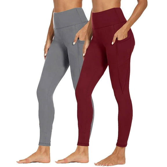 CheerKidz 2 Pack Leggings for Women High Waisted Tummy Control Soft Yoga Pants Womens Workout Athletic Running Leggings with Pockets(Multicolor#1,2XL)