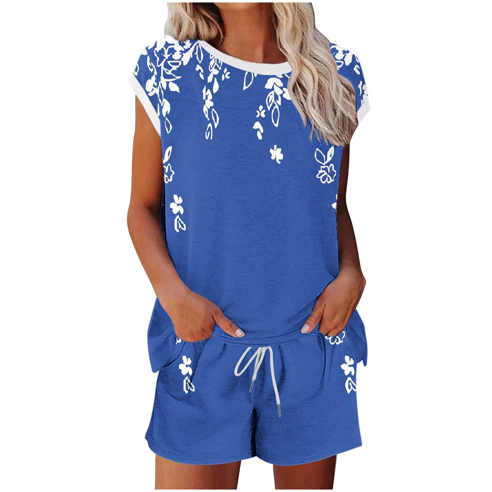 Men's 2 Piece Vacation Outfit Set - Letter Floral Graphic Tee & Drawstring Shorts, Summer Casual Matching Set