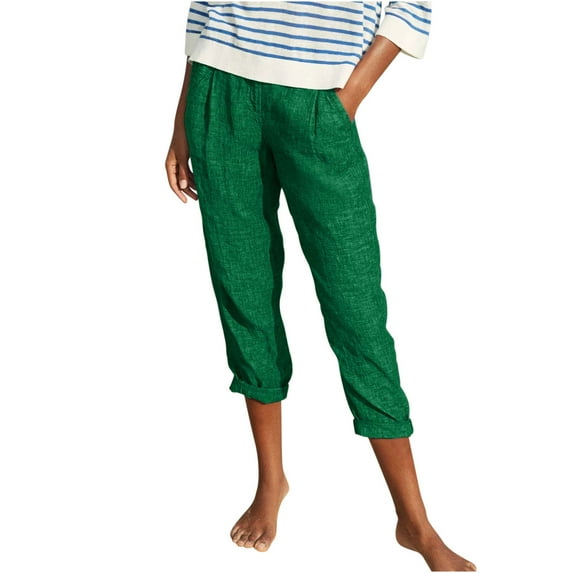 CheerKidz Summer Capris for Womens Solid Color Cargo Pants Women Straight High Waist Casual Pants Stretch Lightweight Yoga Gym Leggings(Green,M)