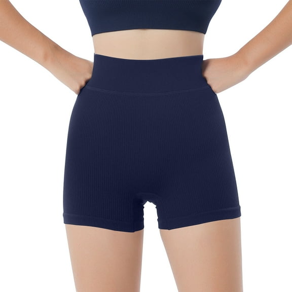 CheerKidz Butt Lifting Leggings for Women Solid Color Elastic High Waisted Abdominal Exercise Yoga Pants Seamless Fitness Leggings(Dark Blue,S)