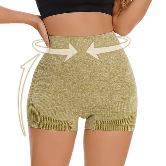 CheerKidz High Waisted Biker Gym Shorts for Women's Seamless Comfortable Tummy Control Workout Yoga Running Athletic Tights Pants(Green,S)