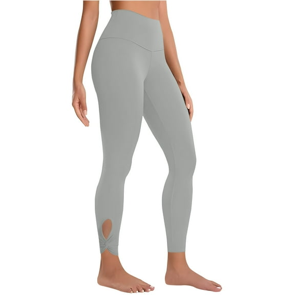 CheerKidz Leggings for Women High Waist Solid Color Waist Yoga Exercise Elastic Yoga Leggings Workout Running Tummy with Pockets for Women's(Gray#1,L)