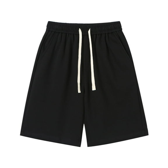 CheerKidz Men and Women's Casual Loose Elastic Drawstring Summer Beach Fashion Fallow Pockets Elastic Waist Exercise Shorts(Black,XXXXXL)