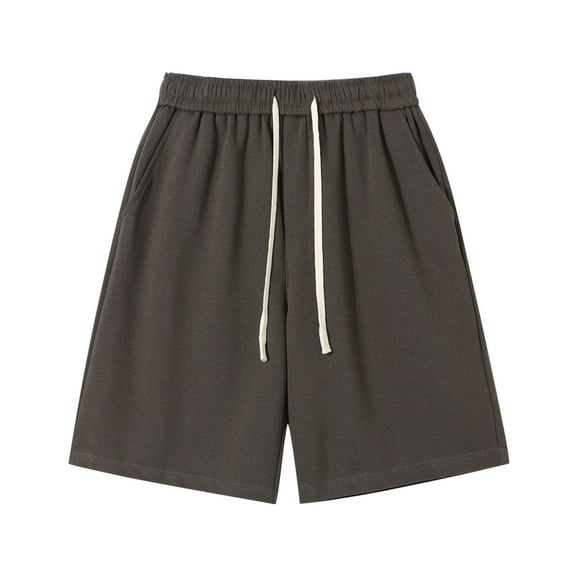 CheerKidz Men and Women's Casual Loose Elastic Drawstring Summer Beach Fashion Fallow Pockets Elastic Waist Exercise Shorts(Dark Gray,XXXL)