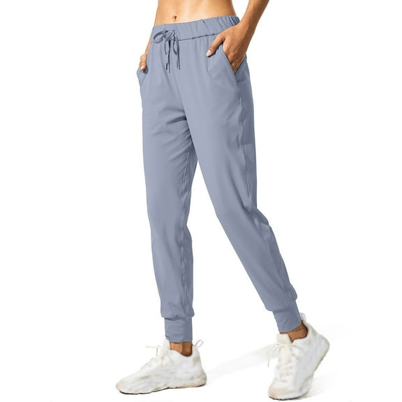 CheerKidz Pants for Women Lightweight Stretch Breathable Casual Pants Quick Dry Elastic Waist Trousers with Pockets for Spring Summer(Blue,L)