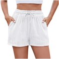 thumbnail image 1 of CheerKidz Shorts for Women Summer Fashion Solid Color Pocket Drawstring Shorts Elastic Waist Wide Leg Comfortable for Casual and Beach Short Pants(White,XXL), 1 of 4