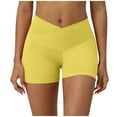thumbnail image 1 of CheerKidz Soft Biker Shorts for Women's Solid Color High Waisted Hip Elastic Fitness and Sports Tight and Nude Yoga Shorts Pants(Yellow,XL), 1 of 9