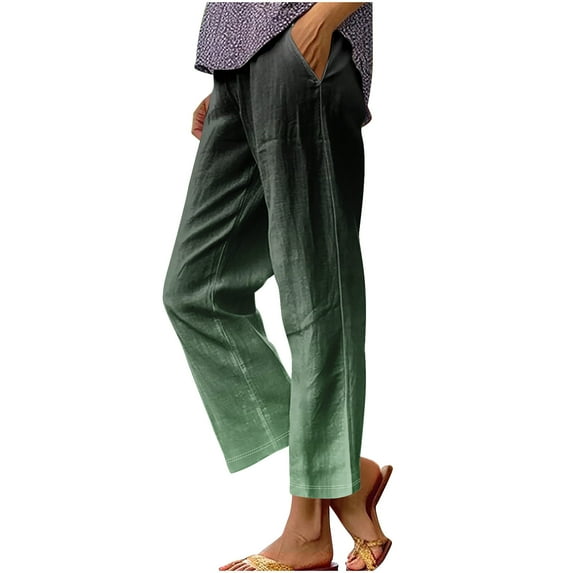 CheerKidz Straight Pants for Women's High Waist Stretch Casual Button Dress Pants Business Work Ankle Length Trousers with Pockets(Green#1,M)