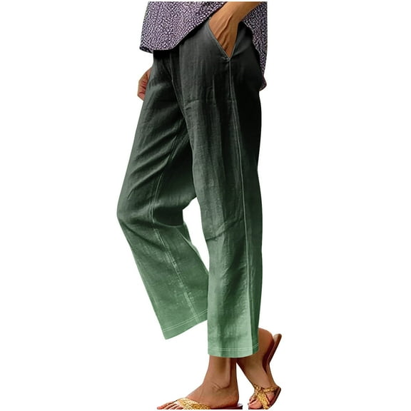 CheerKidz Straight Pants for Women's High Waist Stretch Casual Button Dress Pants Business Work Ankle Length Trousers with Pockets(Green#1,S)