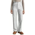 thumbnail image 1 of CheerKidz Straight Pants for Women's High Waist Stretch Casual Button Dress Pants Business Work Ankle Length Trousers with Pockets(White,XL), 1 of 7