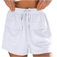 thumbnail image 1 of CheerKidz Stretchy Cargo Shorts for Summer Fashion Women Solid Color Casual Elastic High Waist Workout Shorts Causal with Pockets(White,XL), 1 of 9
