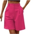 thumbnail image 1 of CheerKidz Summer Shorts for Women's Wide Leg Shorts Elastic High Waisted Pleated Casual Loose Pocket Shorts for Camping Travel(Hot Pink,XXL), 1 of 6