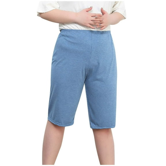 CheerKidz Summer Shorts for Women's Casual Fashion Solid Color Shorts Thin Loose Large Size Home for Sports Pants Knee Length Half Short Pants(Light Blue,XXXXXXXXL)