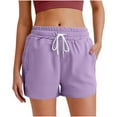 thumbnail image 1 of CheerKidz Summer Shorts for Women Casual Elastic Waist Drawstring Lightweight Beach Home Short Pants with Pockets(Purple,XXL), 1 of 7