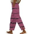thumbnail image 1 of CheerKidz Summer Women's Casual Pants Cotton Linen Solid Color Loose Fit Straight Leg Pants with Drawstring with Side Slit Pockets Lightweight Ankle Length(Purple,2XL), 1 of 5