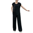 thumbnail image 1 of CheerKidz Women 2 Piece Side Button Lounge Sets Summer Casual Sleeveless Vest Elastic Waist Pant Set Loose Beach Vacation Outfits Home Set Clothes(Black,L), 1 of 5