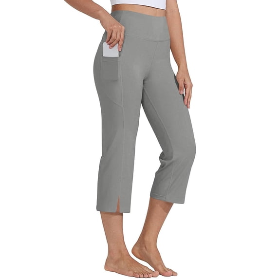 CheerKidz Women's Casual Pants Solid Color Elastic Waist Vintage Trousers Side Pocket Fit Retro Streetwear for Summer Travel Daily Wear(Gray,L)