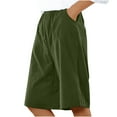 thumbnail image 1 of CheerKidz Women's Cotton Linen Five-Quarter Pants Elastic Waist Drawstring Casual Capris with Pocket for Spring Summer(Green#1,S), 1 of 7