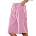 thumbnail image 1 of CheerKidz Women's Cotton Linen Five-Quarter Pants Elastic Waist Drawstring Casual Capris with Pocket for Spring Summer(Pink#1,2XL), 1 of 7