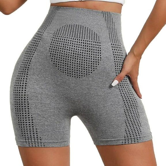 CheerKidz Women's High Waisted Seamless Scrunch Butt Lift Biker Shorts High Waist Booty Contour Workout Drying Yoga Gym Shorts(Gray,M)